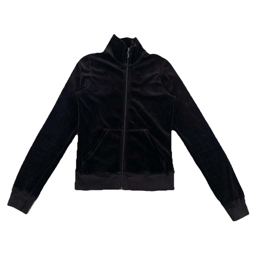 Vintage Juicy Couture Velour Tracksuit Jacket Black Y2K USA Women's Small